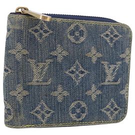LOUIS VUITTON Monogram Denim Mini Zippy Wallet Blue M95342 LV Auth ar14193A Blue Monogram