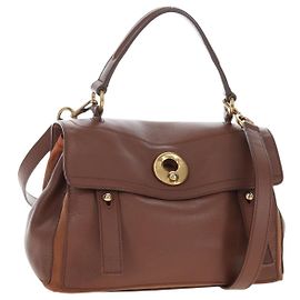 Autre Marque SAINT LAURENT Bolsa de Mão Muse Toe em Couro 2way Marrom Dourado 283761 Auth 203469V Marrom Dourado