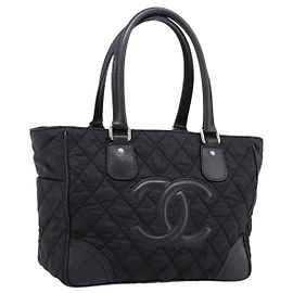 Borsa a mano CHANEL Matelasse Nylon Nero Argento CC Auth BA15575A Nero Argento