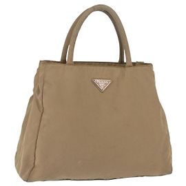 PRADA Hand Bag Nylon Beige Auth ar14168 Beige