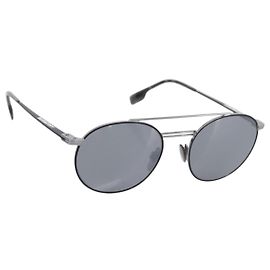 BURBERRY Sunglasses Metal Black Silver Auth BA15586V Black Silvery