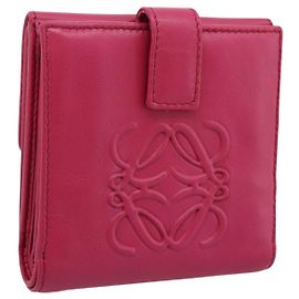 Cartera LOEWE Bifold de cuero Rosa Oro Auth 204222A Rosa Dorado