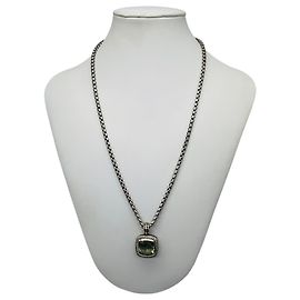 Colar com Pendente Albion David Yurman em Prata Esterlina com Prasiolita e Diamantes Prata