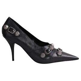 Saltos Balenciaga Cagole em couro preto Preto