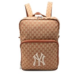 Mochila Gucci GG Canvas NY Yankees castanha Marrom