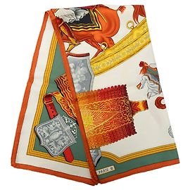 Carré en soie Hermès Cavaliers Ottomans Blanc 90 Blanc
