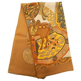Brown Hermès Art des Steppes Silk Scarf Scarves Brown