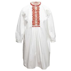 Valentino Garavani Vestido de manga comprida com adornos Valentino branco e laranja tamanho IT 42 Branco