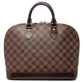 Bolsa de mão Louis Vuitton Damier Ebene Alma PM Castanha Marrom