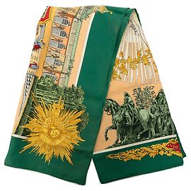 Pañuelo de seda Hermès Voltaire Sanssoucy Verde 90 Scarves Verde
