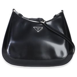 Prada Black Spazzolato Large Cleo Shoulder Bag Black