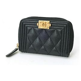 Chanel Boy Round Coin Case Black