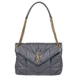 Autre Marque Saint Laurent Loulou Medium Schultertasche aus grauem gestepptem Leder Grau
