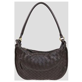 Bottega Veneta Cacao Intrecciato Leather Medium Gemelli Bag Black