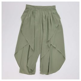 Chloé Chloe Plant Green Silk Tulip Pants Green