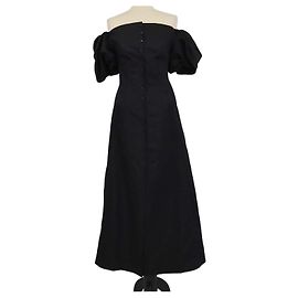 Autre Marque Robe midi Akiranaka à épaules dénudées en lin et coton noir Noir