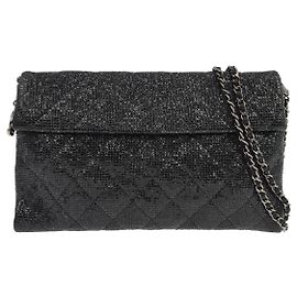 Chanel Chain Flap Quilted Iridescent Fabric Small Black