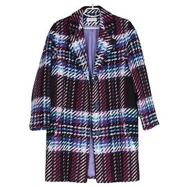 Autre Marque Andre Tan Smart Couture Karomuster Mantel aus Wollmischung Schwarz Pink Blau Mehrfarben