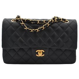 Chanel Classic Double Flap Borsa Pelle d'Agnello Nera Nero