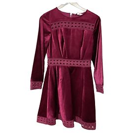 Ted Baker Robe en velours bordeaux et dentelle Bordeaux