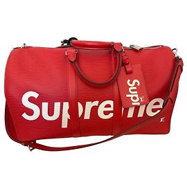 Louis Vuitton x Supreme Keepall Bandoulière 45 Mala de Viagem Couro Epi Vermelho Vermelho
