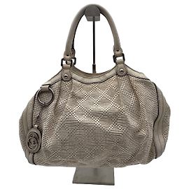 Gucci Bolsa em Couro Trançado Branco Branco