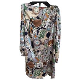 Missoni Silk Cabochon Embellished Dress Brown White Blue Multiple colors Beige Green Grey
