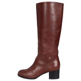 CHANEL Mid-Heel Boots aus braunem Leder - EU 40 gebraucht Andere