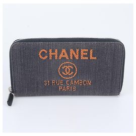 Chanel Deauville Denim Long Wallet Brown
