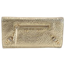 Portefeuille long en cuir Giant de Balenciaga Doré