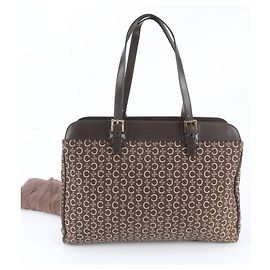Céline Celine C Macadam CE00 12 Leather Shoulder Bag Dark brown