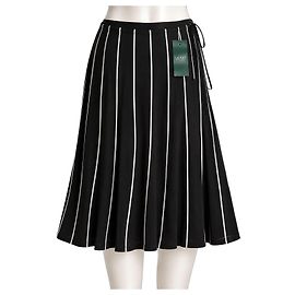 Autre Marque Lauren Ralph Lauren Gonna Midi a Righe Bianco e Nero Nero Bianco
