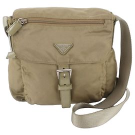 Prada Tessuto Nylon Schultertasche mit Dreiecks-Logo Grün Khaki