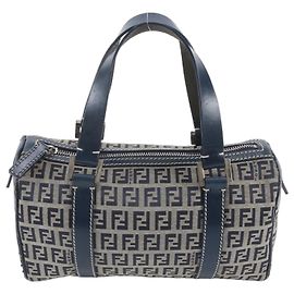 Fendi Zucchino Mini Boston Bag Navy blue