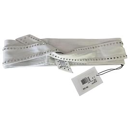 Ceinture obi Iro en cuir clouté blanc Blanc