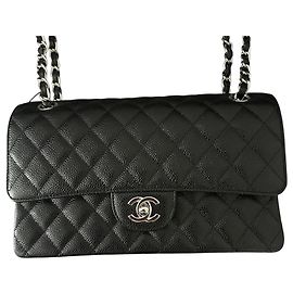 Chanel Sac Classic Flap Cuir Caviar Noir Noir