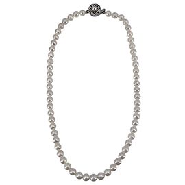 Autre Marque Akoya White Pearl 7 mm Swirl Silver Clasp Necklace White
