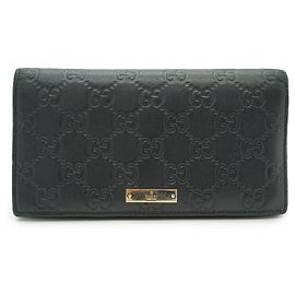 Gucci Black GG ssima Leather Long Wallet Coin Purse Black