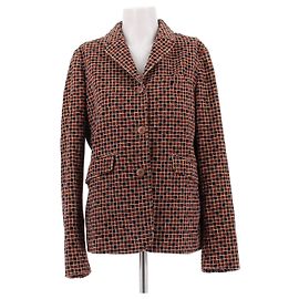 Cappotto a quadri Miu Miu in cotone marrone Marrone