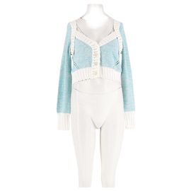Autre Marque LOVE SHACK FANCY Cardigan aus Baumwolle Blau Blau