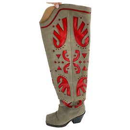 Acne Santiags grey suede cowboy boots Grey