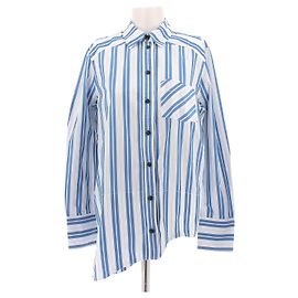 Ganni Camisa riscada azul e branca Azul