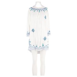 Autre Marque Vestido corto blanco de algodón POUPETTE ST BARTH Blanco