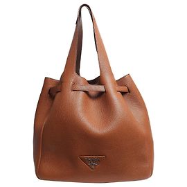Prada Bolso tote Dynamique de piel granulada marrón Castaño