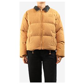 Miu Miu Cord-Pufferjacke tan - size L Braun