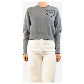Chloé Pull côtelé gris avec cœur - size S Gris