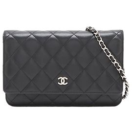 Chanel Black 2013 lambskin quilted Wallet on Chain Black