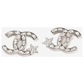 Chanel Orecchini stella cadente CC argentati Argento