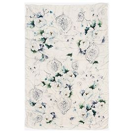 Max Mara Blue sheer silk floral shawl Blue