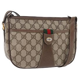 GUCCI GG Supreme Web Sherry Line Bag PVC Beige Gold 02 14 032 Autre